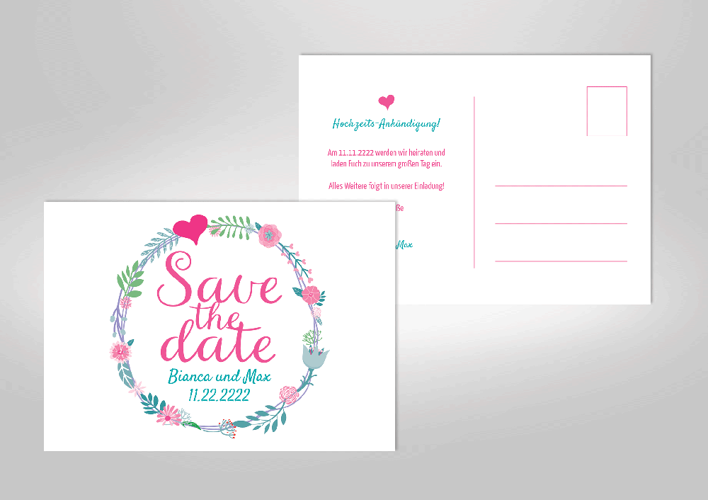 Romantische Save The Date Karte Zur Hochzeit