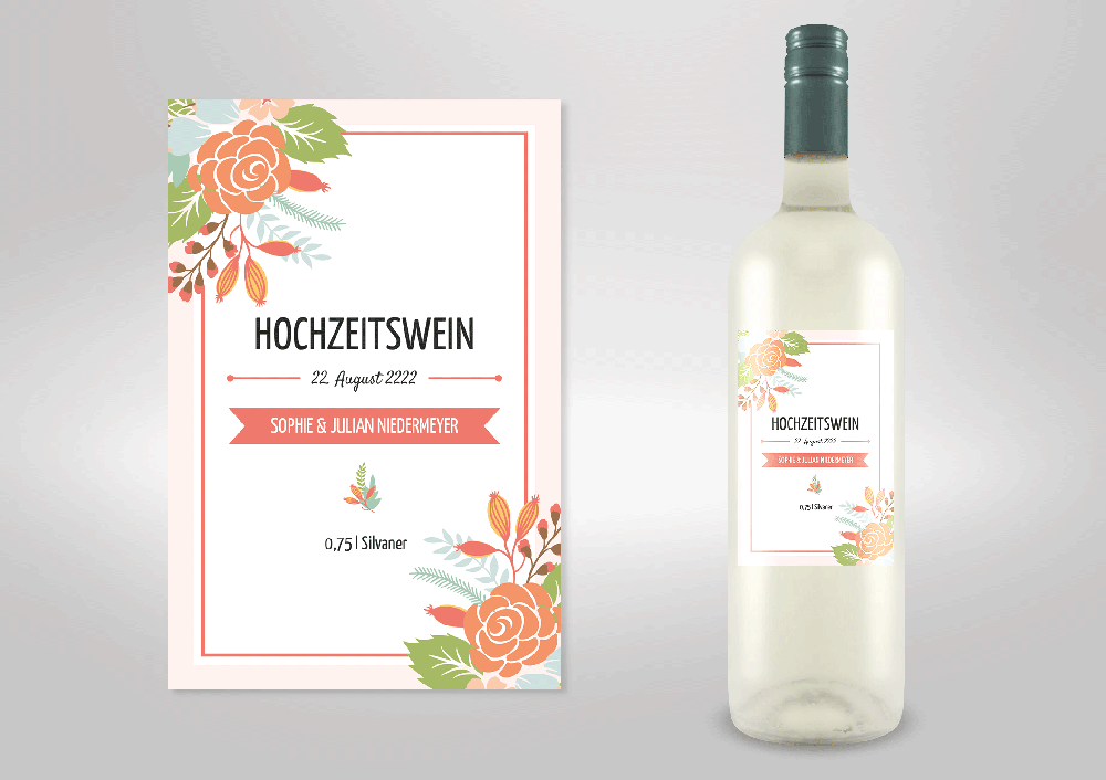 Weinetiketten Eckig Zusatzprodukte Hochzeit Co